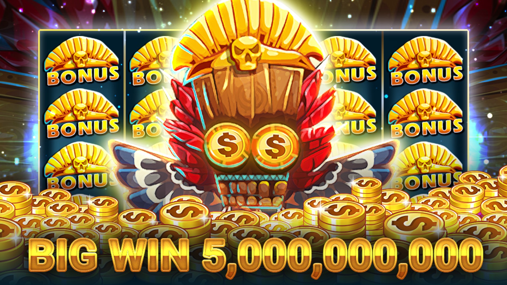 Hình ảnh slot game giải độc đắc lũy tiến với biểu tượng tiền vàng và chiến thắng lớn tại GEMWIN