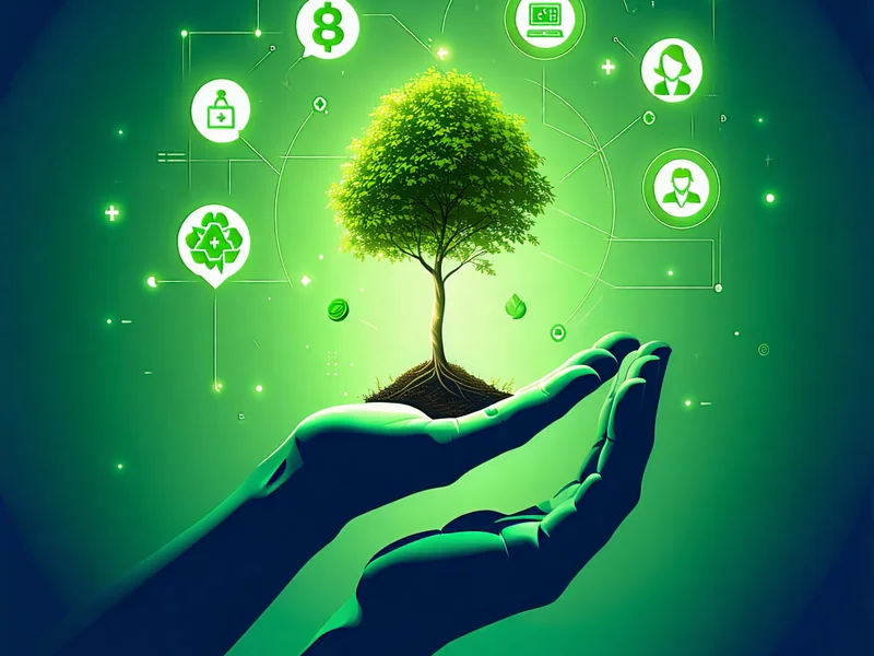 Hình ảnh đại diện cho trách nhiệm xã hội của GEMWIN, với biểu tượng bảo vệ người chơi, cây xanh và cộng đồng